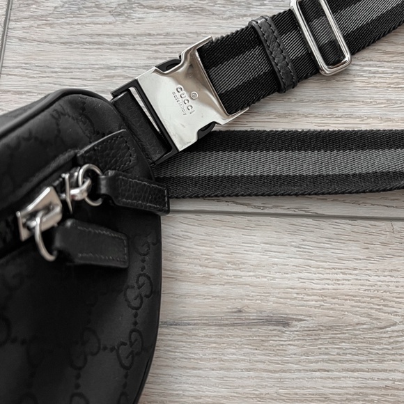 Rare Gucci Black Monogram Guccissima Belt Shoulder Bag Italy - Picture 7 of 14